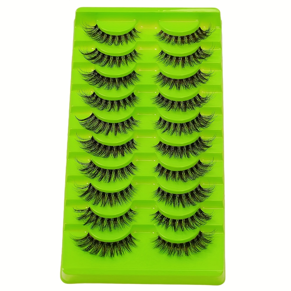 Image of 10 Pairs Of European And Full False Eyelashes, Transparent Stem, Thick Eyelashes