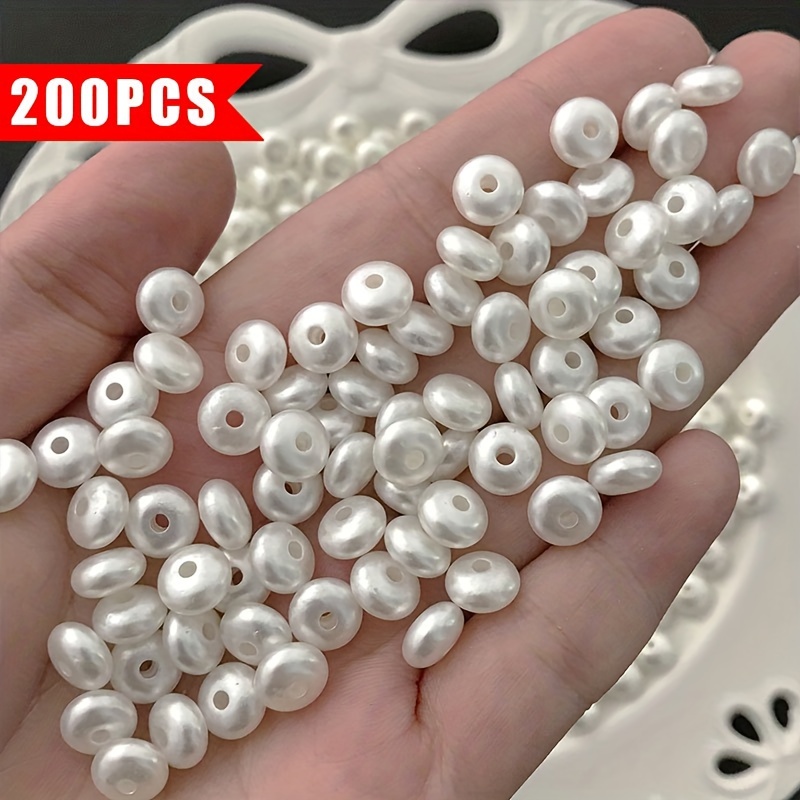 200pcspcs 8mm Flat Beads For Diy Beading - Unfinished Beads Suitable For Diy Making, Necklaces, Bracelets, Keychains - Bead Blanks For Coloring, Paintable Craft Beads (200pcs)