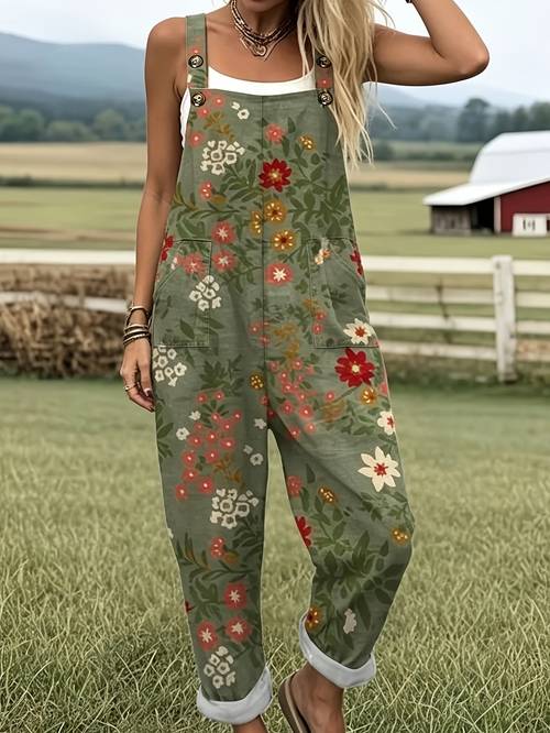 farm floral pocket adjustable jumpsuit d96
