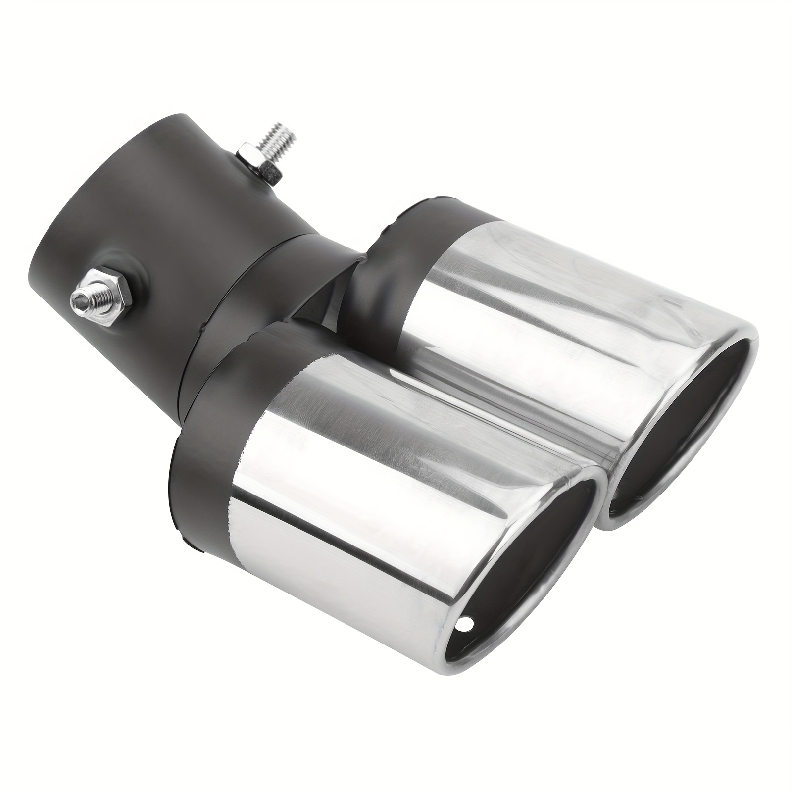 TEMU Dual Car Exhaust Pipe, Universal Car Decoration Tail Pipe, Curved Double Outlet Exhaust Trim Muffler Pipe, For All Car Models
