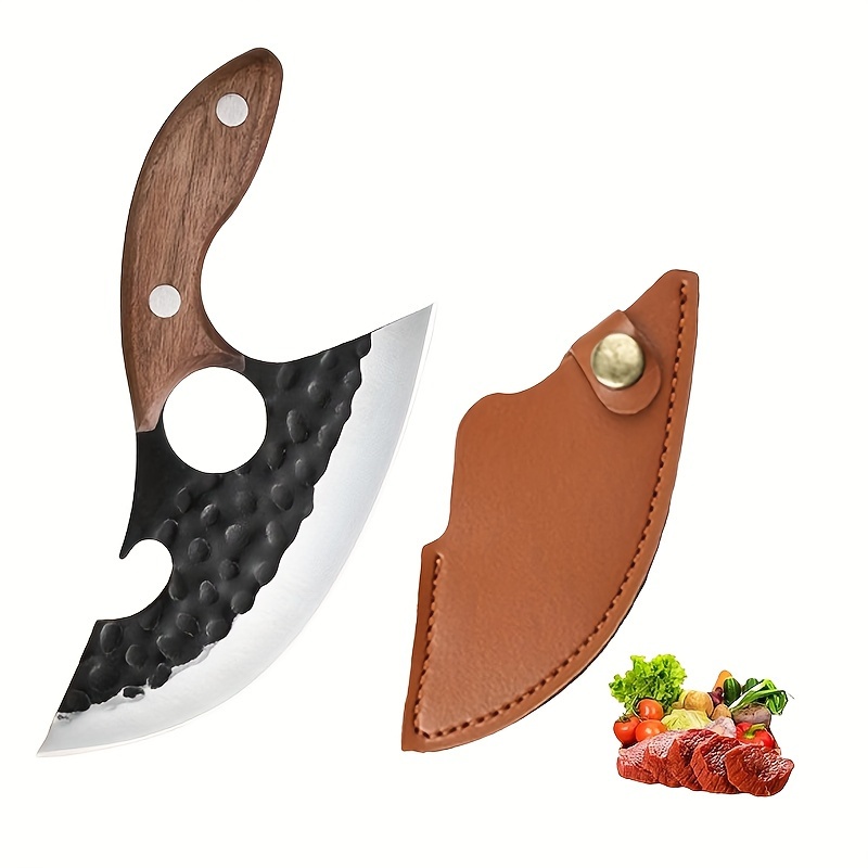 TEMU 1pc, Multifunctional Kitchen Knife Stainless Steel Meat Mini Portable Boning Knife Hammer Pattern Slicing Meat Knife
