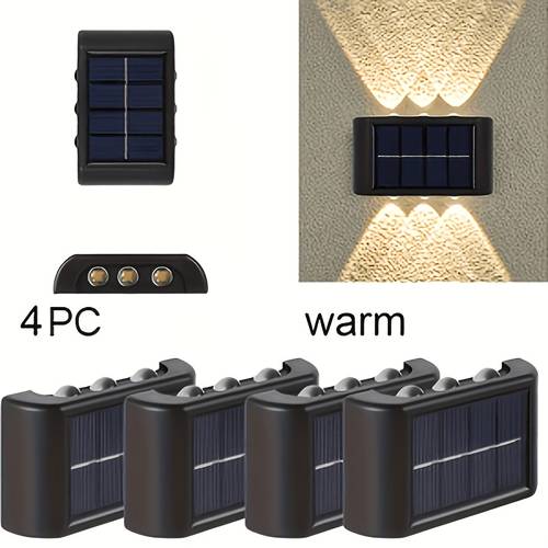 4pcs led bead solar up down lighting wall light outdoor lighting outdoor wall decoration led landscape light suitable for outdoor courtyard villa fence
