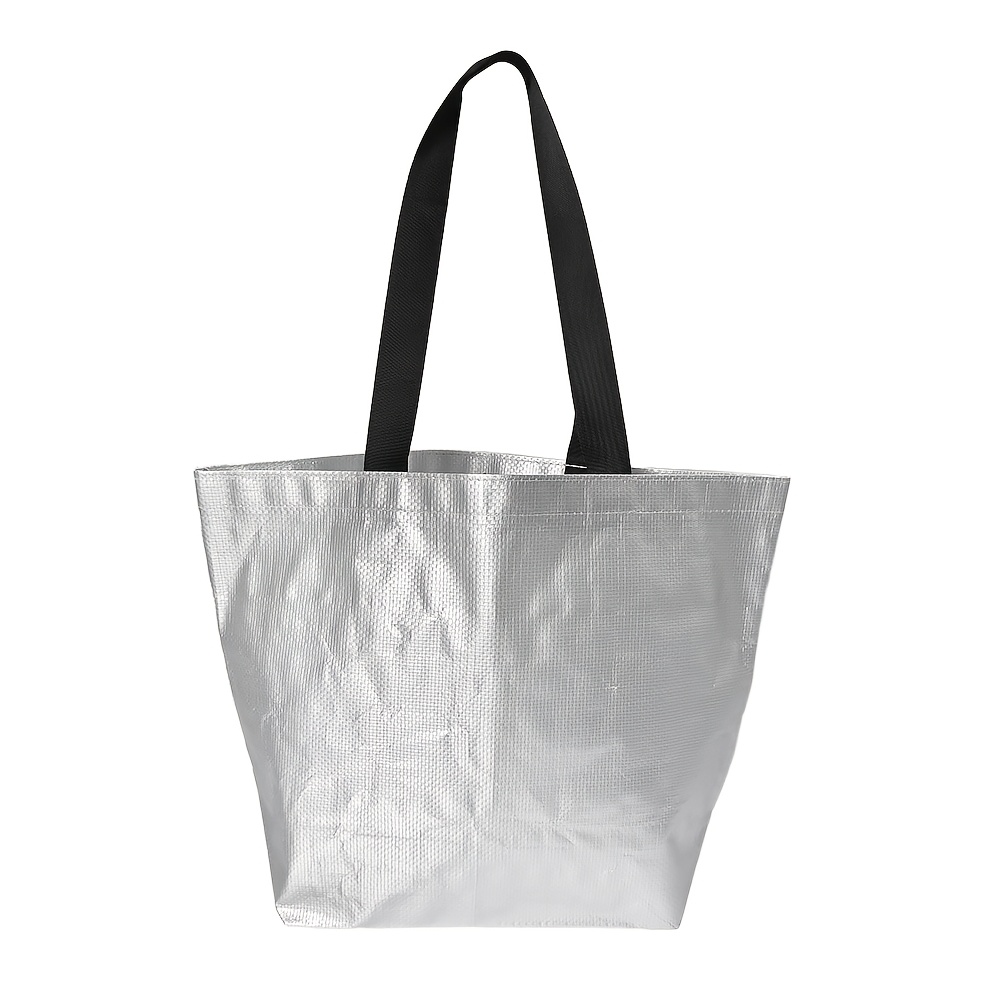 E-shop silbergraue große Tragetasche mit Stauraum, faltbare Organizer-Tasche mit großem Fassungsvermögen, strapazierfähige Tragetasche mit Griff für