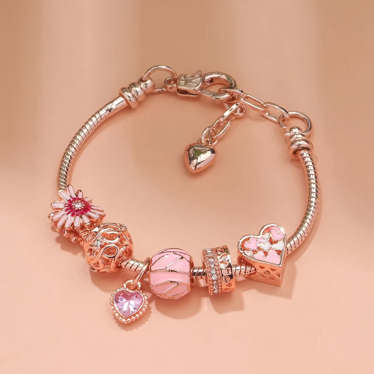 1pc pink love women's beaded bracelet, women's daily dating