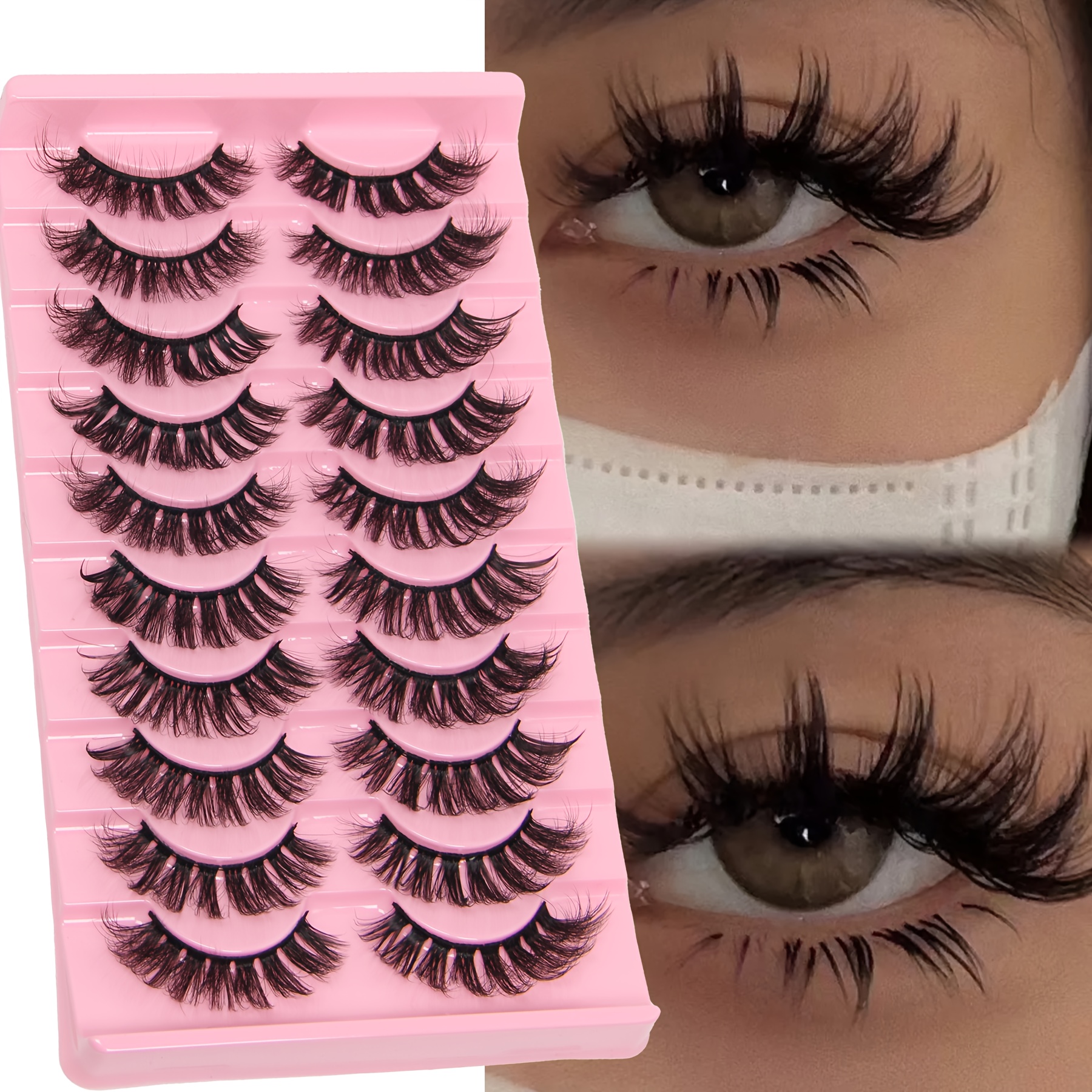 

10 Pairs Of Soft And False Eyelashes, 3d Handmade Eyelash Extension Tool, Eye Artificial Mink False Eyelashes