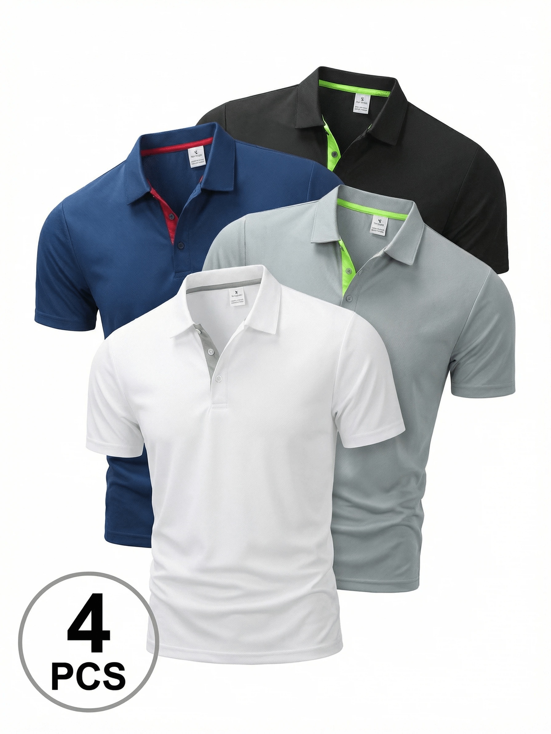4pcs new summer mens short sleeve   shirts multiple colors   classic solid   versatile and stylish mens golf shirts   shirts   collar summer   short sleeve tops outdoor sports and leisure