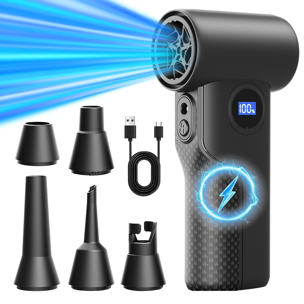TEMU 6600000 RPH Souffleur de Neige et de Vent Super Puissant, Déneigeur, Dépoussiéreur à Air Comprimé Électrique, Ventilateur Turbo Rechargeable, 4