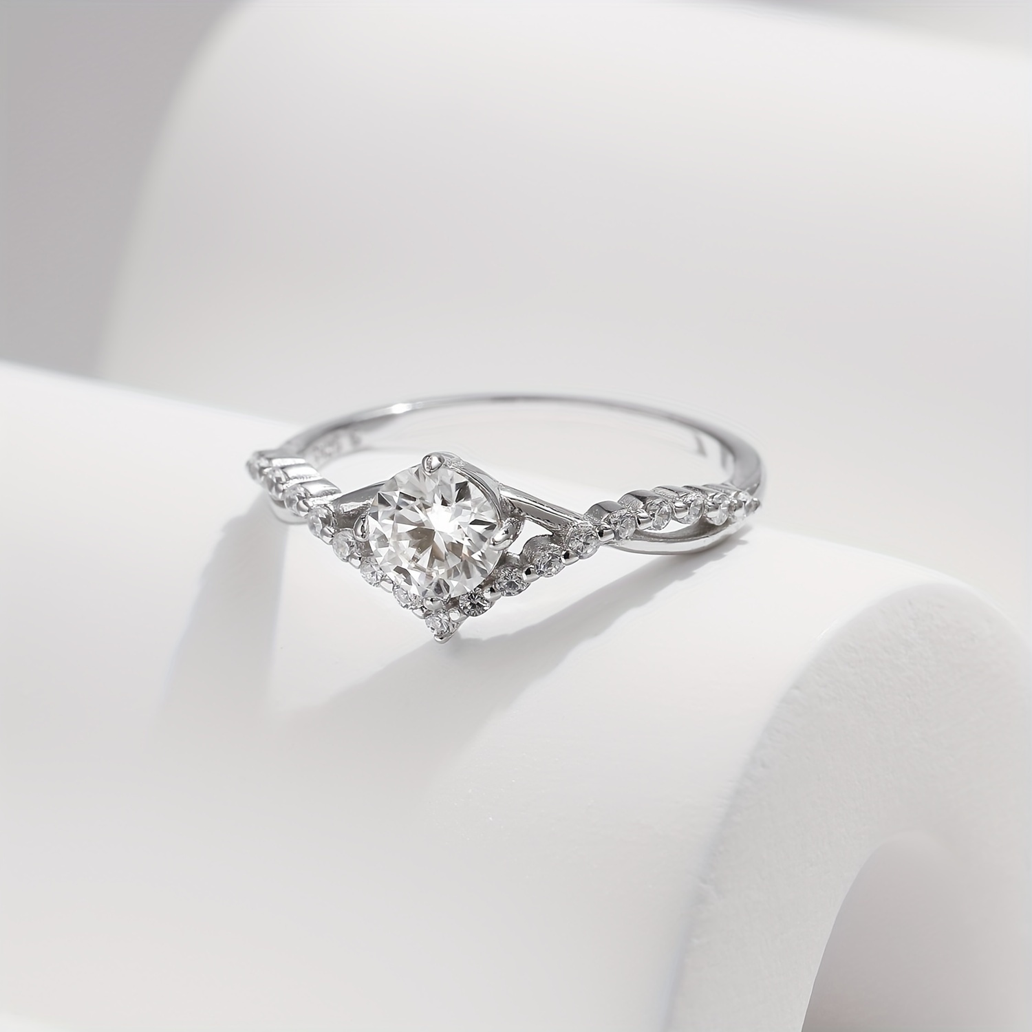 Women's Crown D Color Moissanite Ring, 925 Sterling Silver