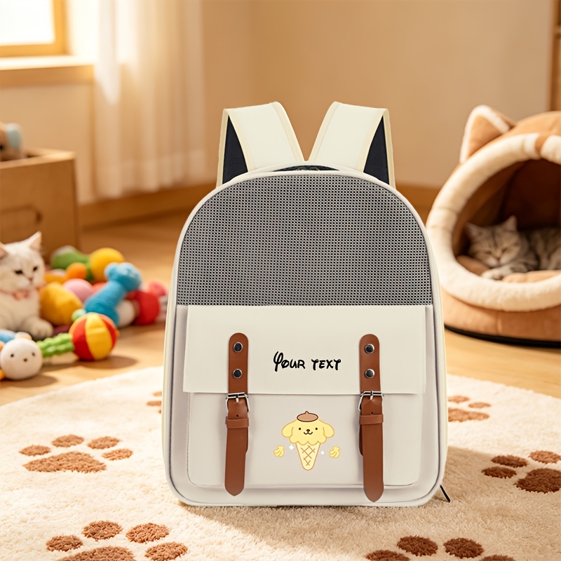 Customizable Portable Pet Bag with Pudding Dog Pattern