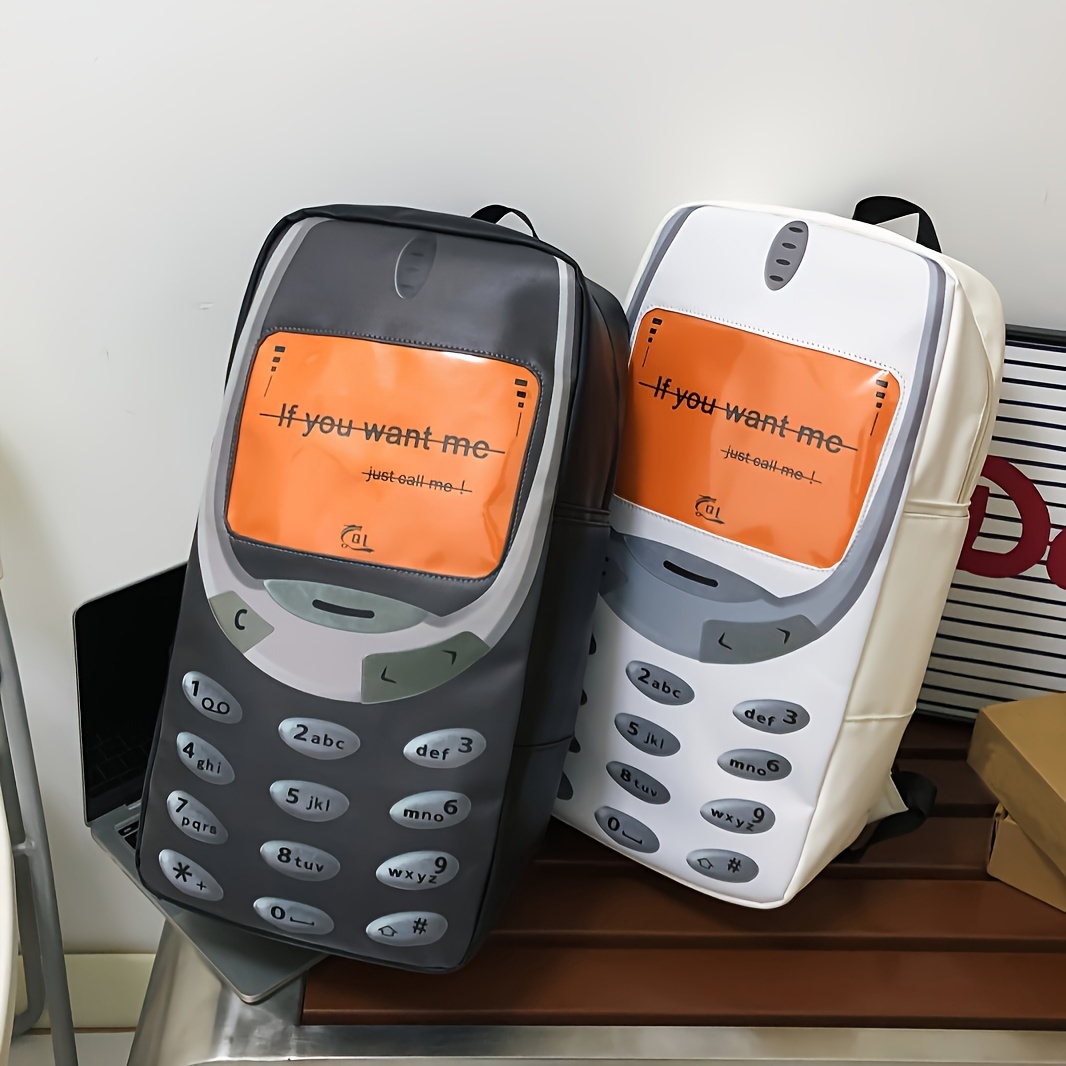Retro Cell Phone Backpack - White and Orange s-l400.jpg main image 3