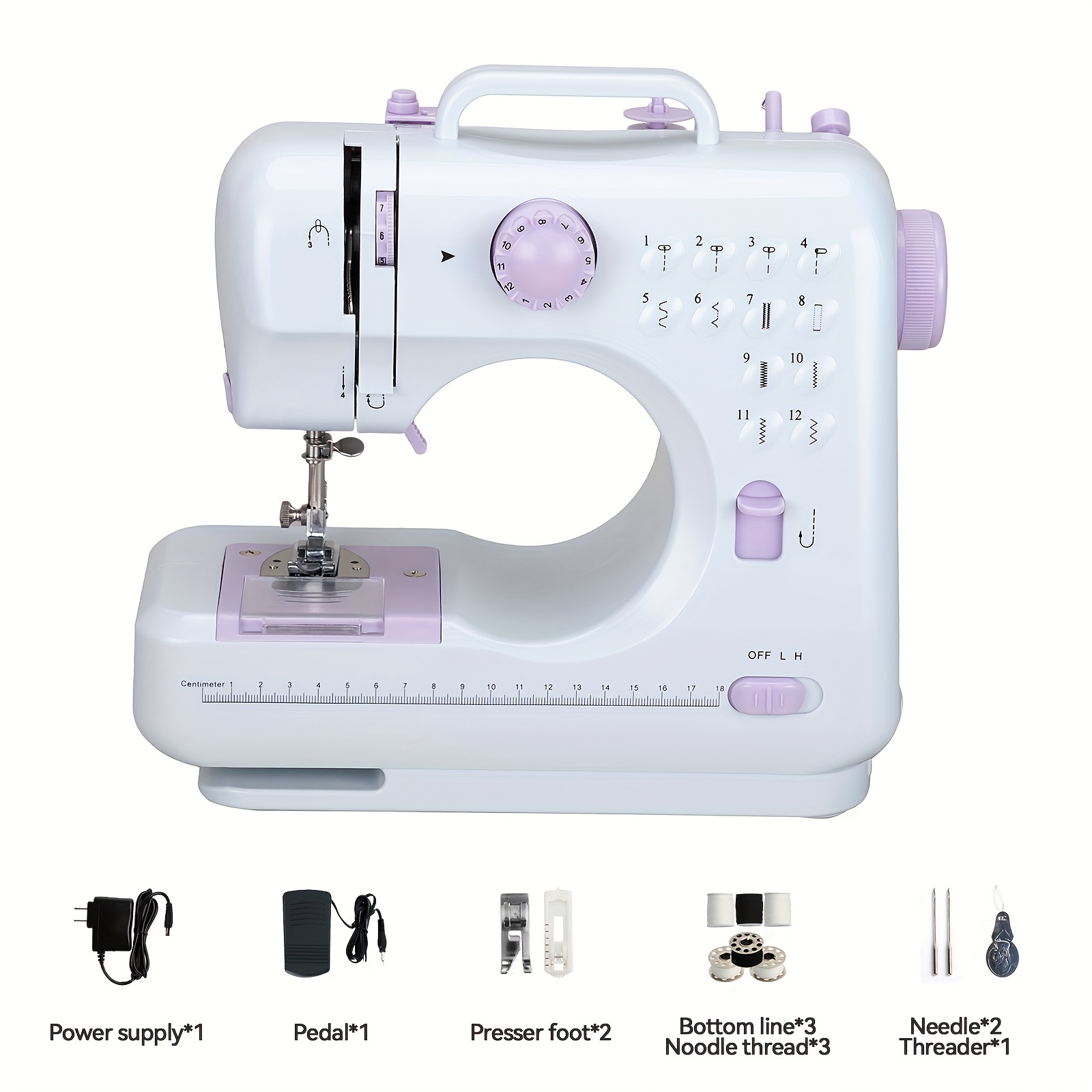 TEMU 12 Stitches Sewing Machine, Mini Sewing Machine - 12 Stitches Electric Sewing Machine Mini Household Double Thread Sewing Machine Us Plug 110v
