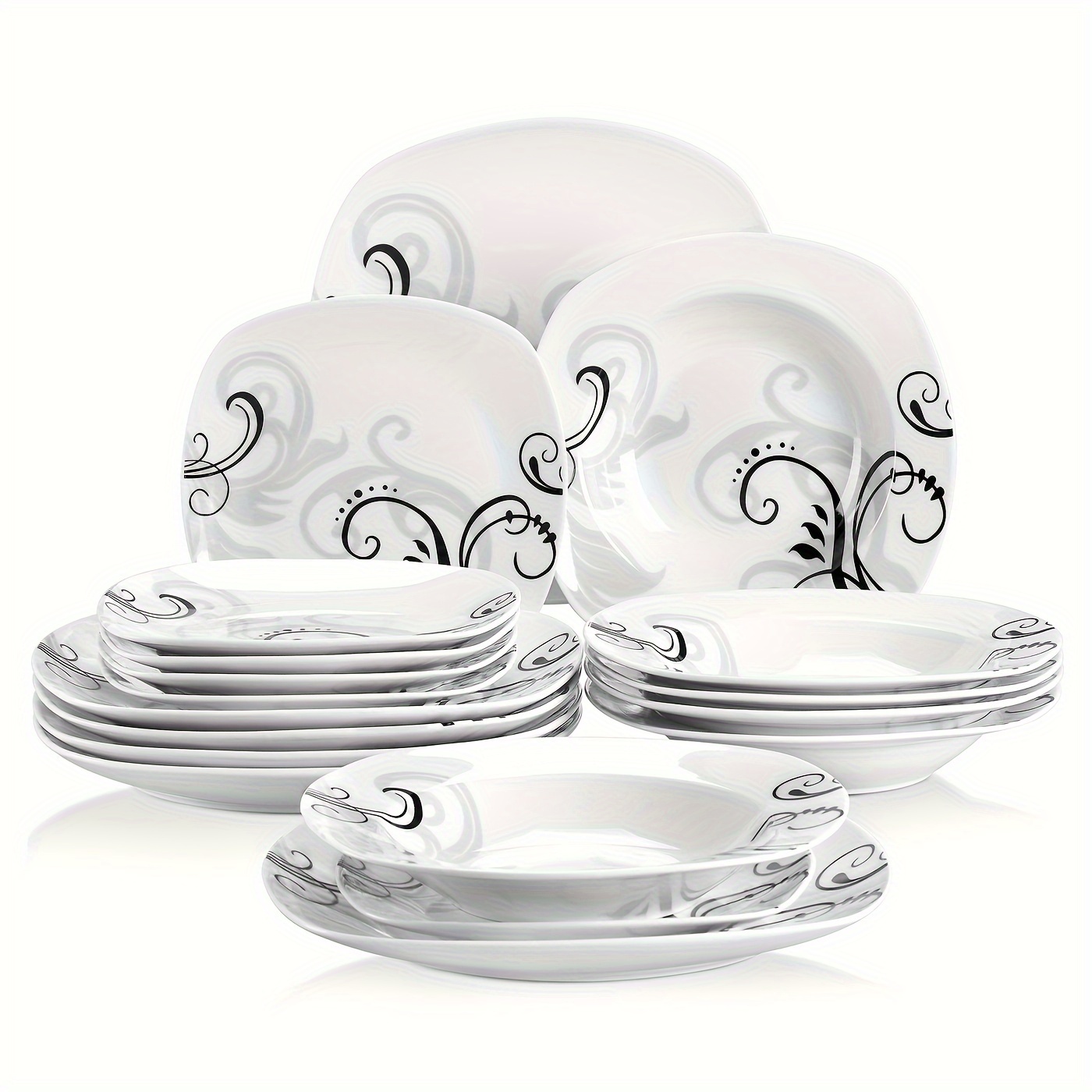 18pcs Dinnerware Set Dinner Set China Ceramic Dining Set Tableware Set Of Porcelain Plate Set, Plate Set, Dinner Plates, Dessert Plates, Soup Plates