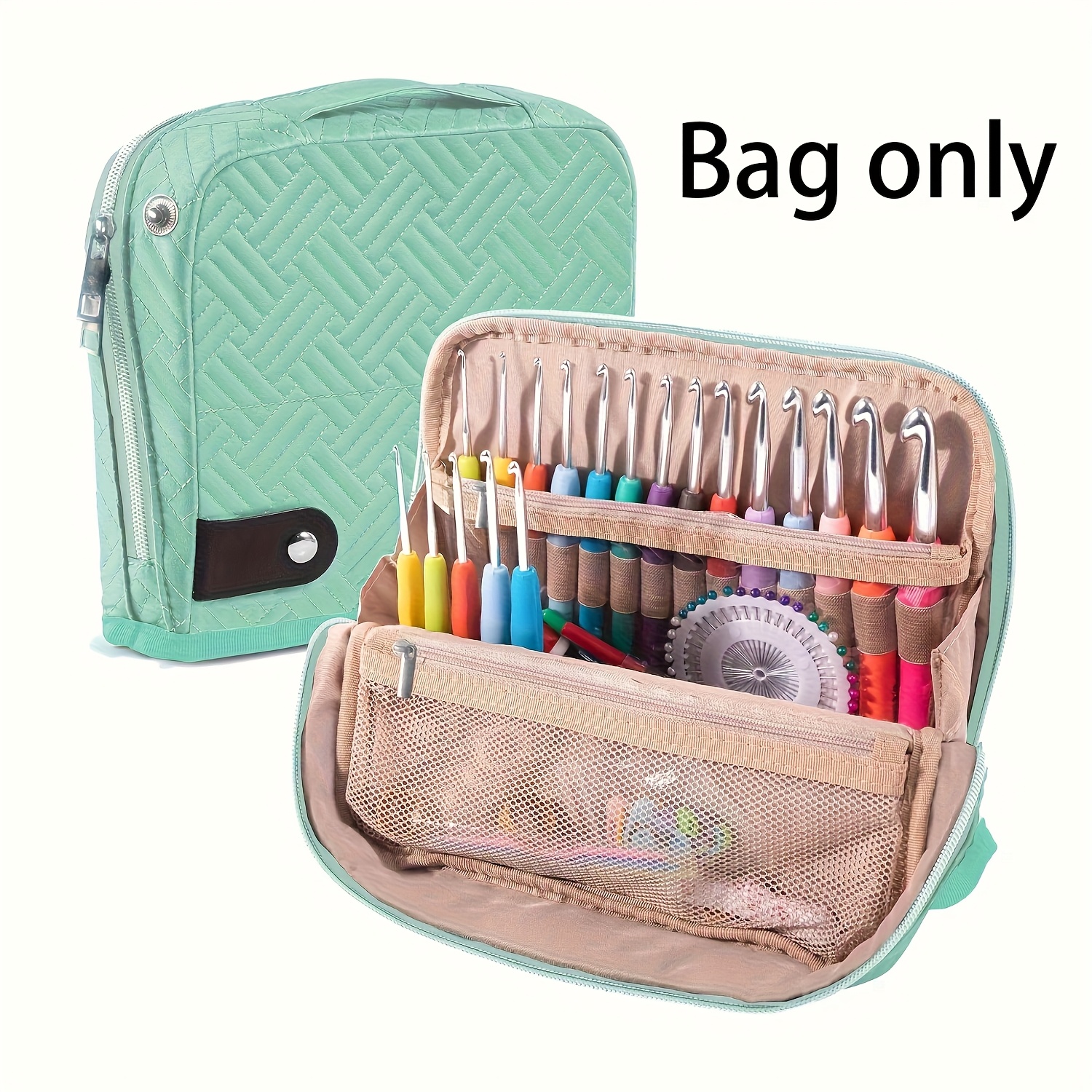 TEMU Knitting Organizer Bag, Needles Hooks Essentials, Portable Knitting Bag, Crochet Hooks Bag, Crochet Hook Organizer Case, Knitting