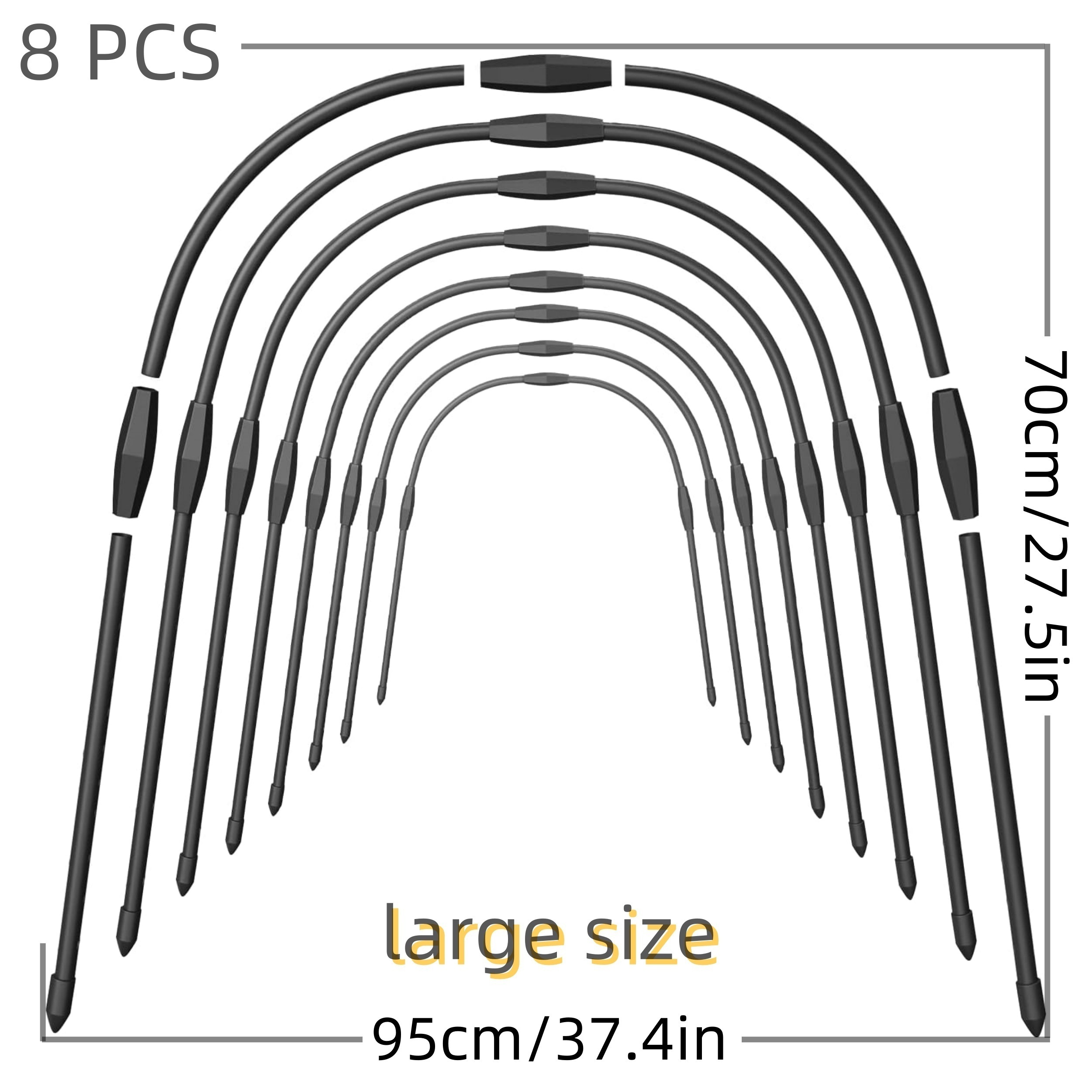 8pcs Garden Hoops For Raised Beds, Greenhouse Hoops For Row Cover Garden Netting, Rust-Free Garden Tunnel, Reuseable Gardening Supplies For Plants