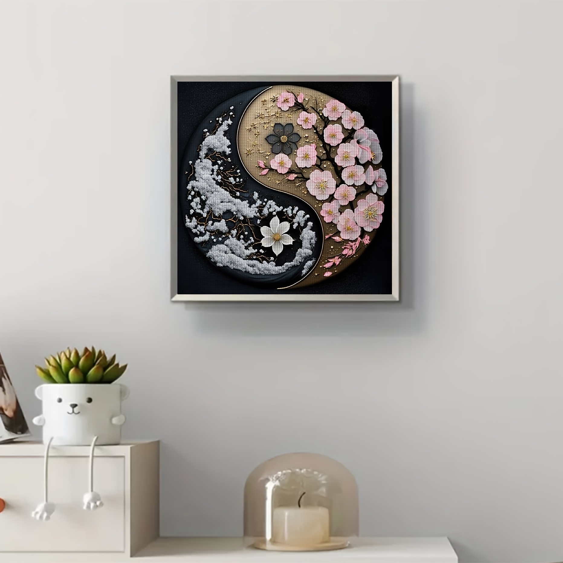 TEMU 1 Set - Tai Chi Cross Stitch Kit, Diy Thread Embroidery Craft, 11ct Cross Stitch Fabric Painting Sewing Artwork, Handmade Cross Stitch Print Kit