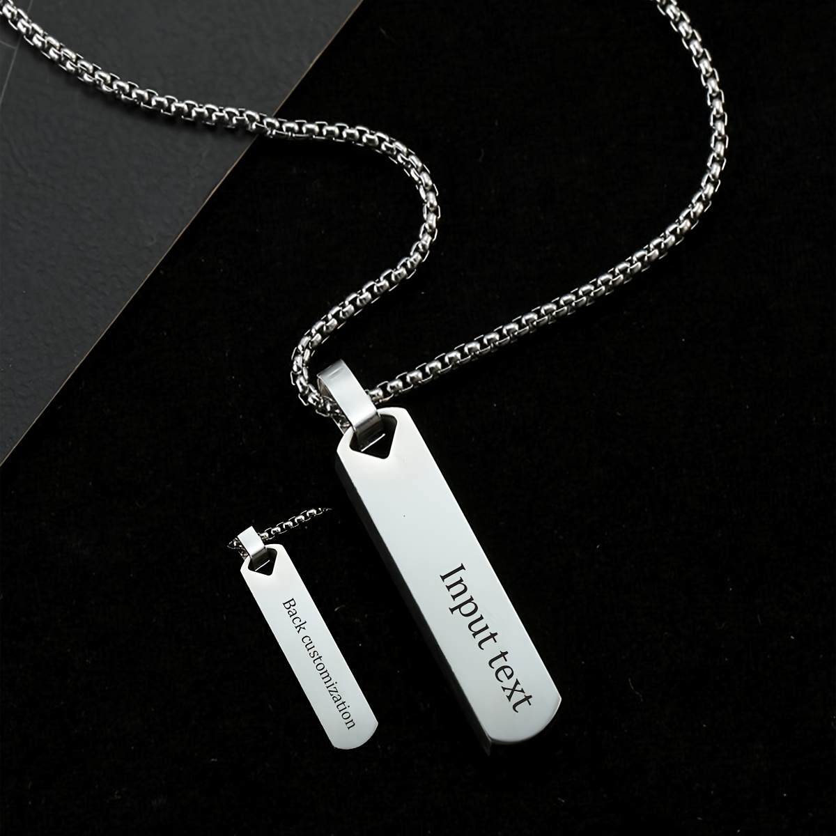 TEMU Customizable 316l 316l 316l Stainless Steel Pendant Necklace | High-polish 3d Long Fashion Pendant With Personalized Name/message, Unisex, Ideal