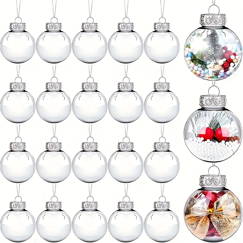 TEMU Lot de 25 décorations de Noël transparentes à , à soi-, adaptées pour les décorations d'arbre, lot de 25 pièces avec crochets de suspension,