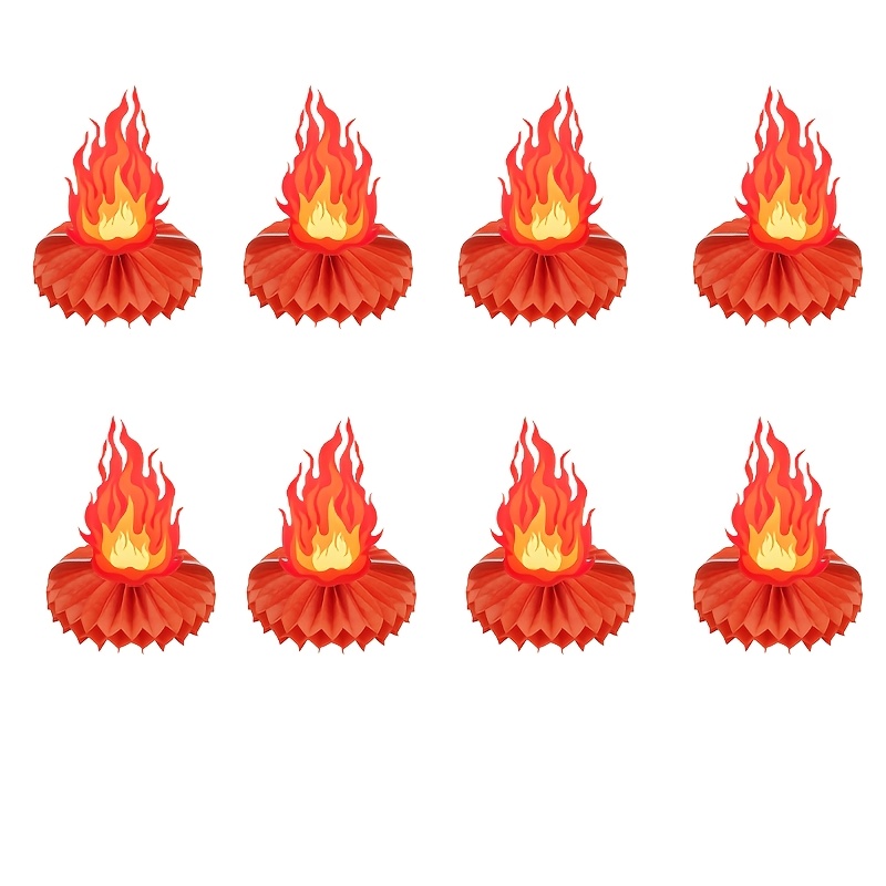 8pcs/set Flame-themed Honeycomb Ornaments, Festive Party Table Decoration Props, For Christmas, Halloween