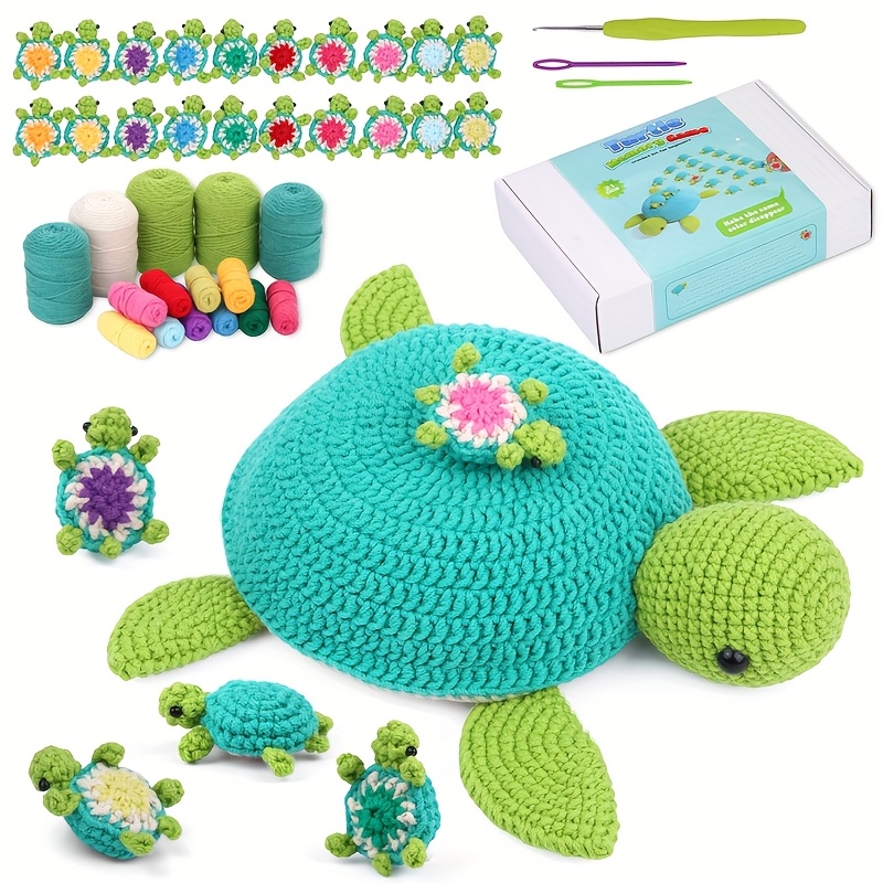 

Pniene 21pcs Crochet Kit For Beginners, Fabric Animal Craft Set With Memory Matching Game, Video Tutorials, Diy Turtle Crochet For