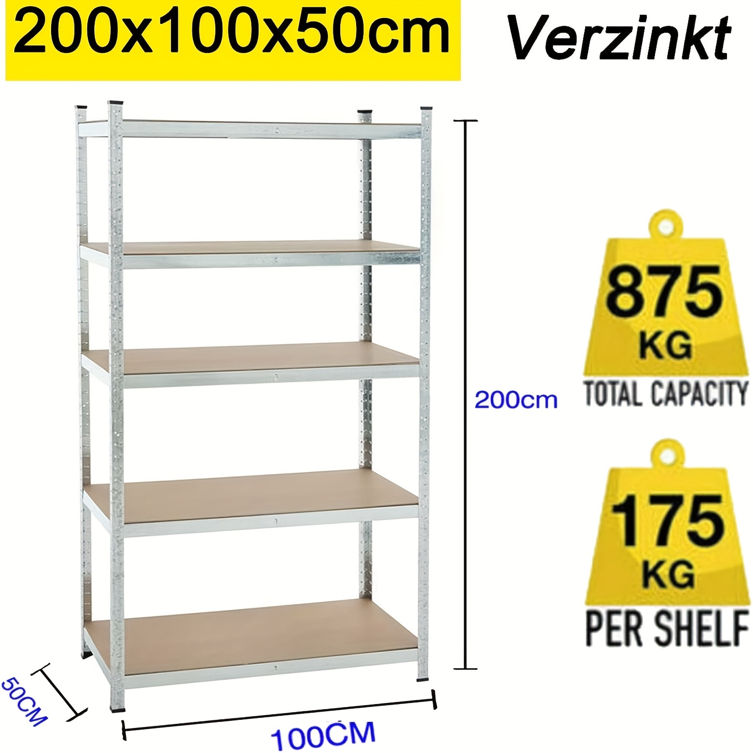 TEMU Garage Shelving Units, 5 Tier Shelving Shelves Storage Shelf Heavy Duty Shed Storage Racking Shelf Metal Boltless For Warehouse Workshop Office