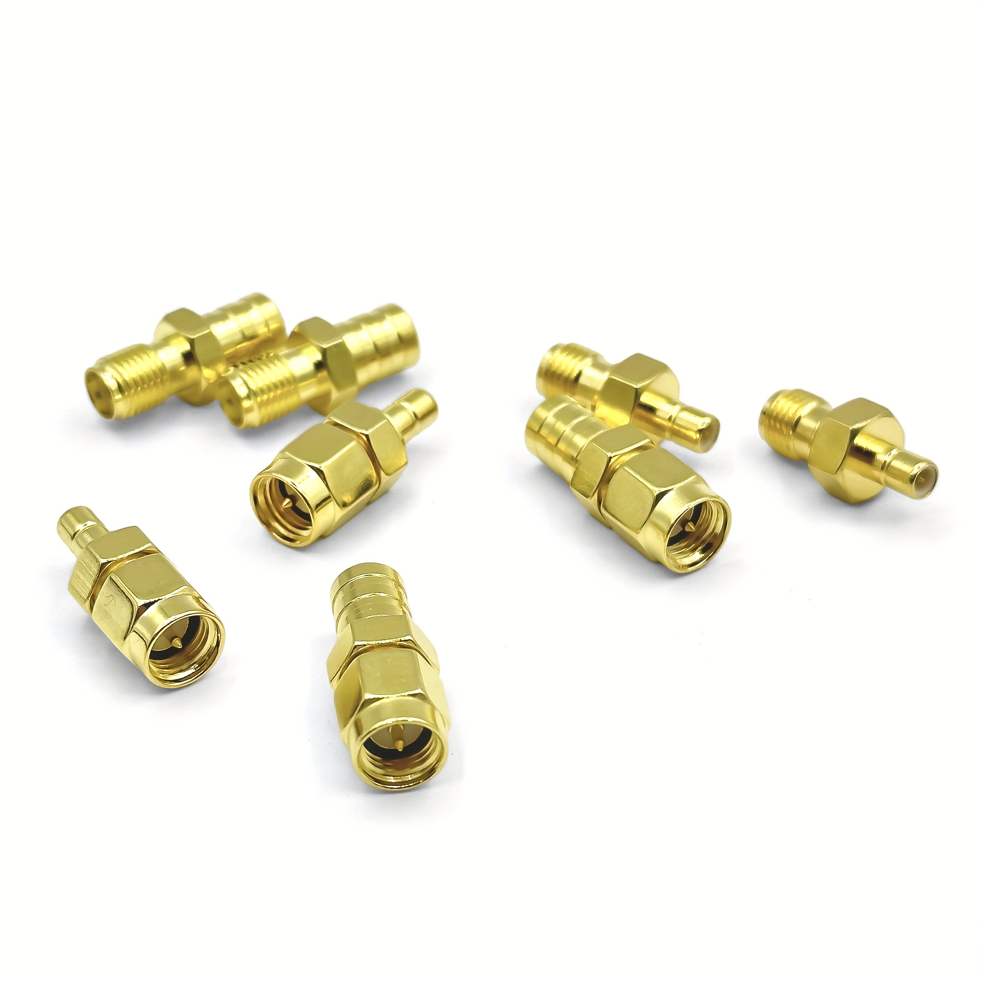 8 stuks SMA naar SMB RF coaxiale connectoren, 50Ω goudgeëtste interface, lage verliezen, anti-interferentie ontwerp, geschikt voor basisstations/testinstrumenten/monitoringsystemen, 4 types set