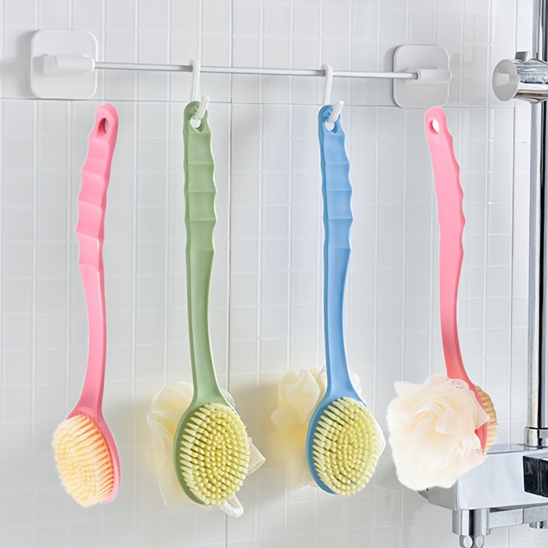 1pc pink dual ended 2 in 1 scrubber body massager soft bristle exfoliating bath brush with ergonomic long handle for back bath shower portable bath body care tool no battery needed dualuse design Product details 1