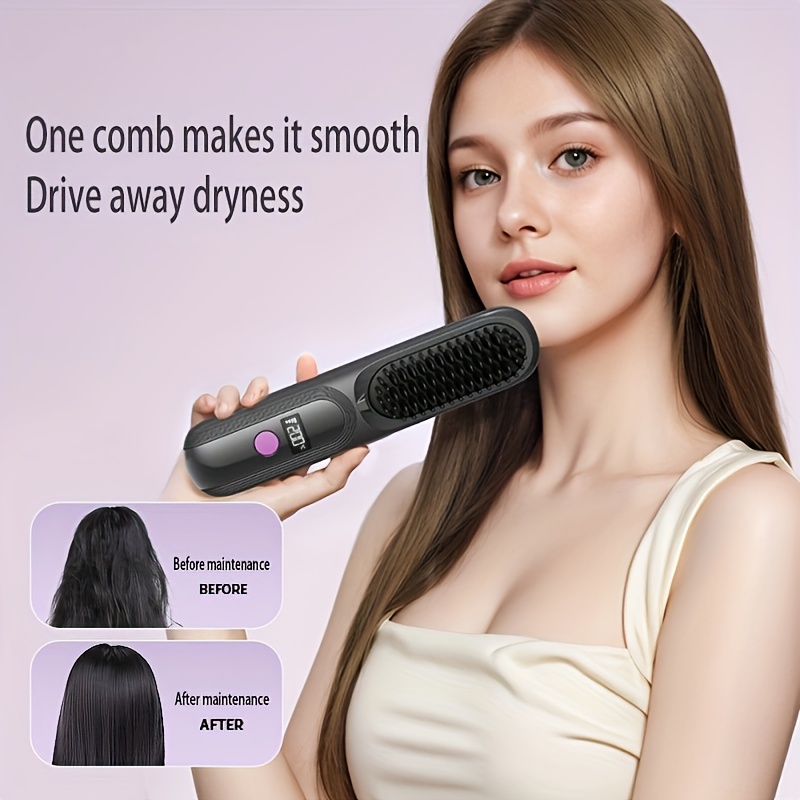 35w ceramic mini hair   comb with 4 temperature settings usb rechargeable led   use straight roll anti   cordless for   use ideal womens gift details 2
