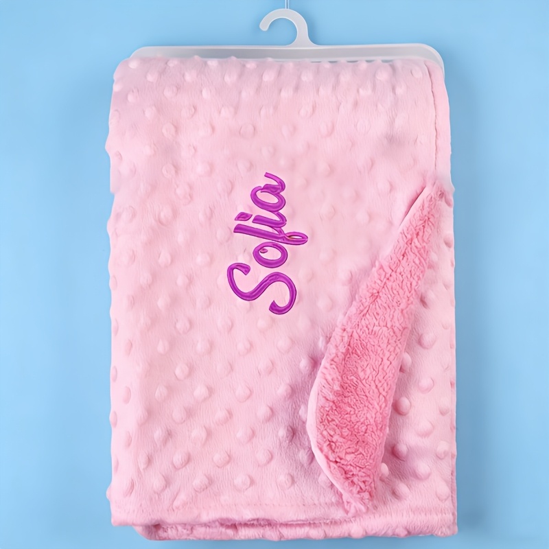 TEMU 1pc Soft & Cozy ' Blanket | Personalized Blanket | Custom Name Embroidered Dot Blanket | Cozy Bedding Blanket | | Machine Washable | | Blanket