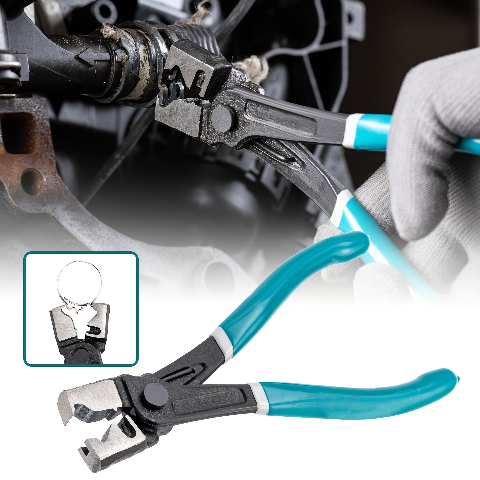 TEMU Libraton Professional Cv Boot & Hose Clamp Pliers | 7-inch Spring-loaded Tool For & -r Collars | Heavy-duty Clamp Tool For Quick