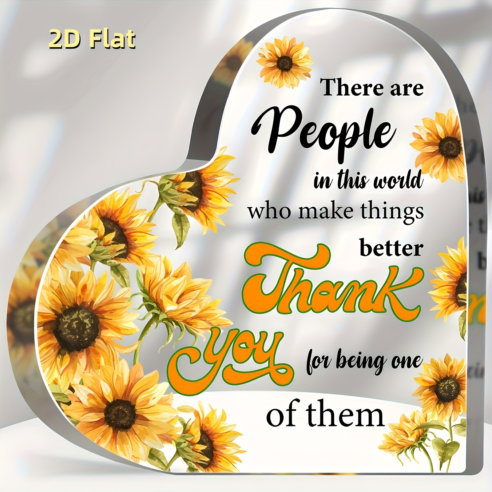TEMU 2d Flat, 1pc Sunflower Thank You Desk Decoration - Decorative Sign & Plaque - Unique Gift For Colleagues, , , Thanksgiving, Christmas, Birthday - Appreciation Token