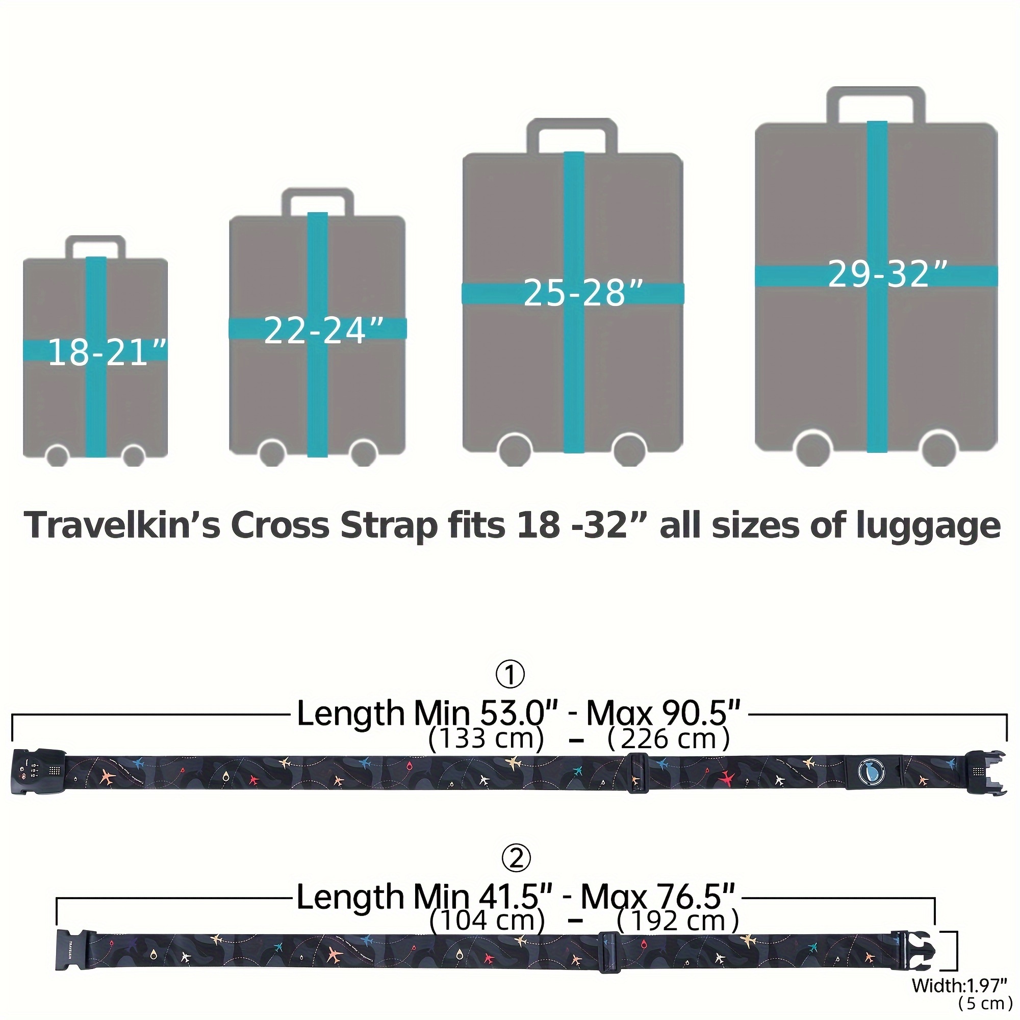 Heavy Duty Luggage Straps TSA Approved w/Lock Adjustable Suitcase