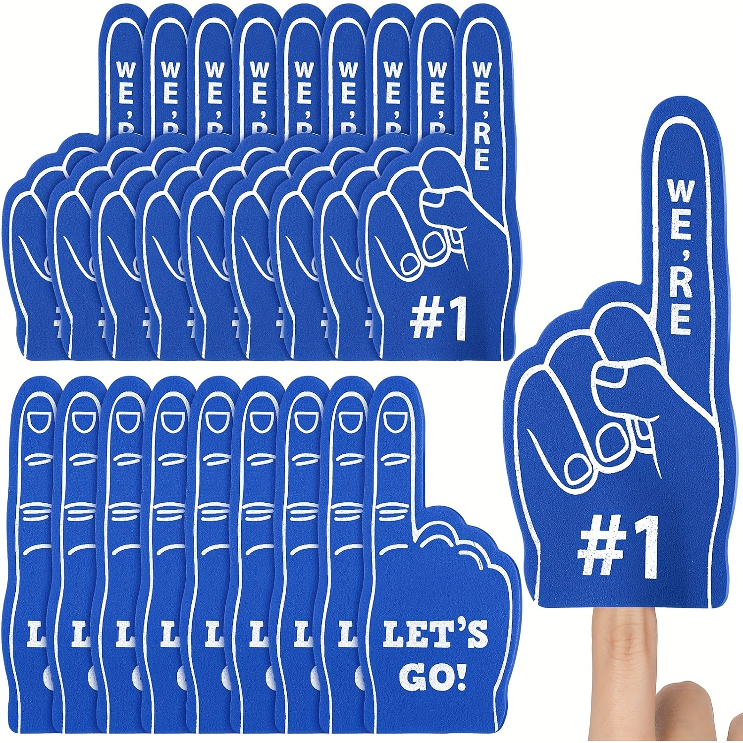 

24 Fingers, Unique , Bright Colors, Foam Finger Sports Theme Birthday Party Supplies, Suitable For Games, Sports Events Baseball Basketball Football Team Gifts (blue)