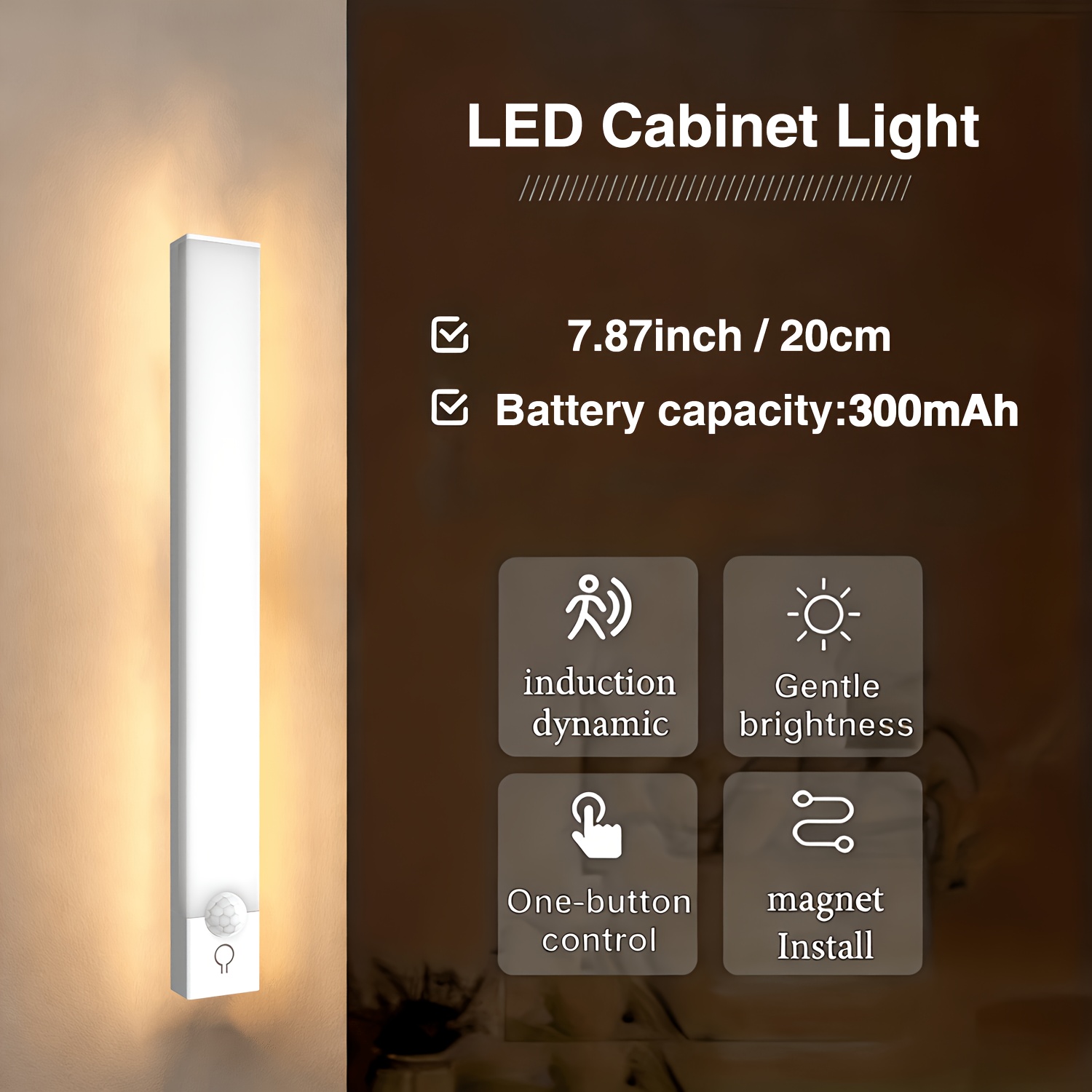 TEMU Nbbuff Led Motion-activated Light With 3 Temperature Settings, Infinite Dimming, 360° Panoramic Detection, Usb Rechargeable, Electronic Lighting