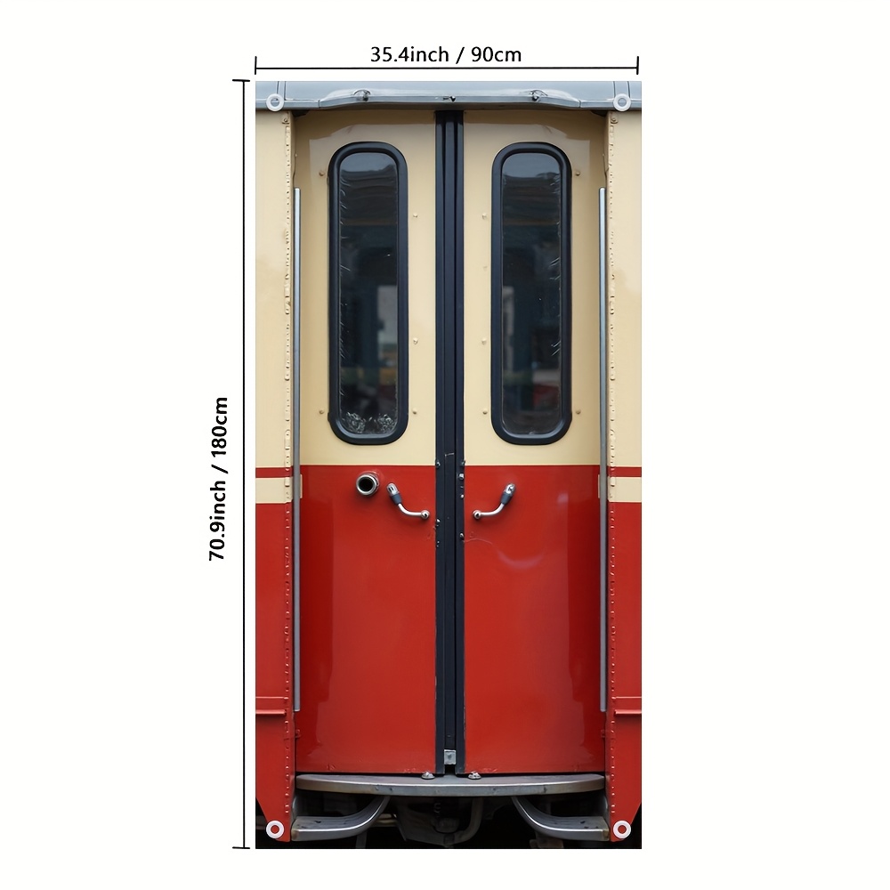 E-shop 2D-Türbanner, . Rot-Weiß Gestreifte Vintage-Zugtürabdeckung - 35.4x70.9 Zoll Polyester Saisonale Türdekoration für Geburtstagspartys,