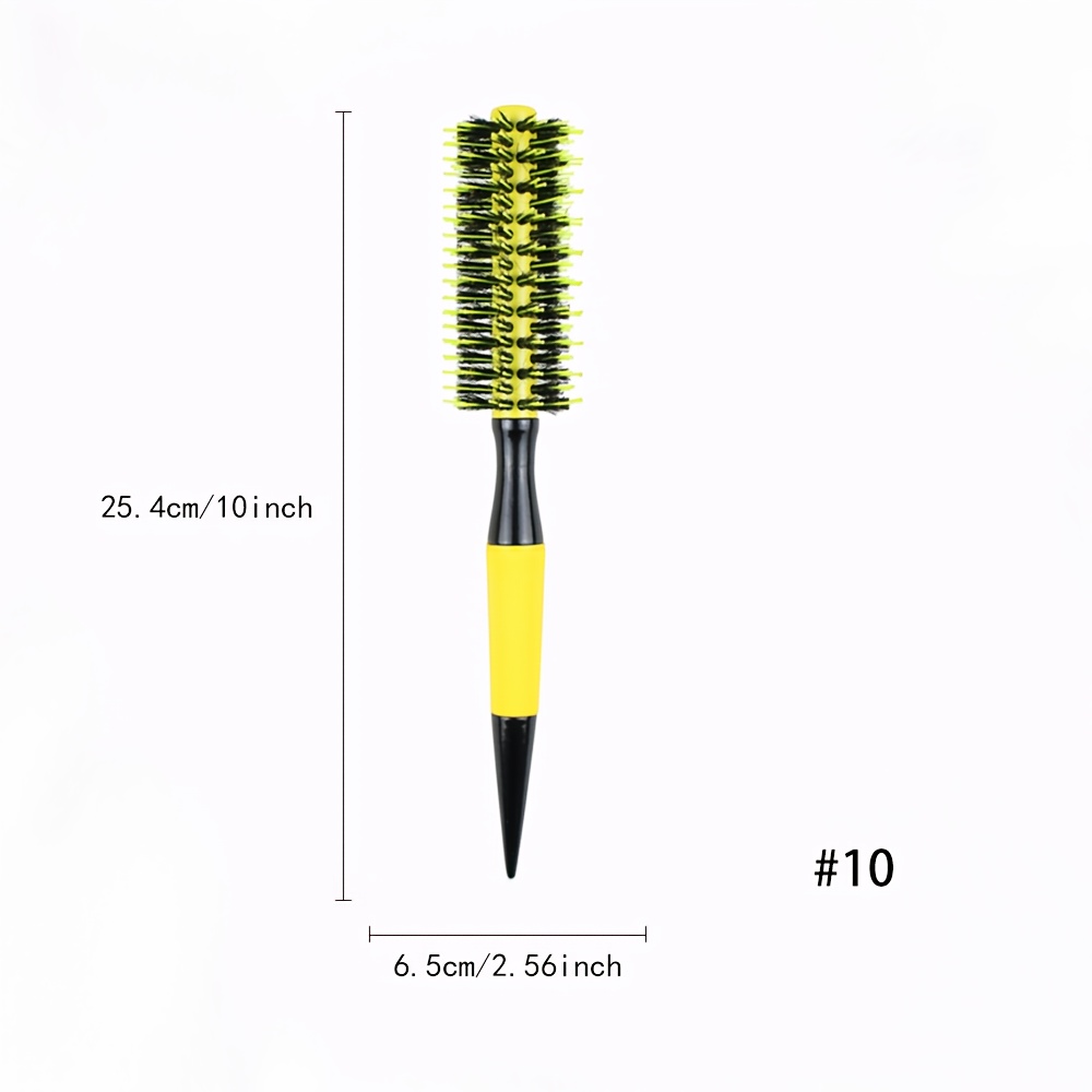 TEMU Yellow Aluminum Tube Hair Curler Comb With Nylon Bristles, Ceramic Barrel Brush For All Hair Types, Brazilian, -border, New Model