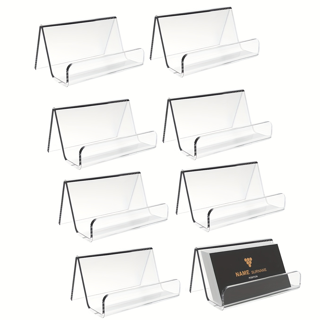 Image of A Set Of 8 Acrylic Business Card Holders Suitable For Desks, Desktop Card Holders Are Ideal For Exhibitions And Displaying Business Cards