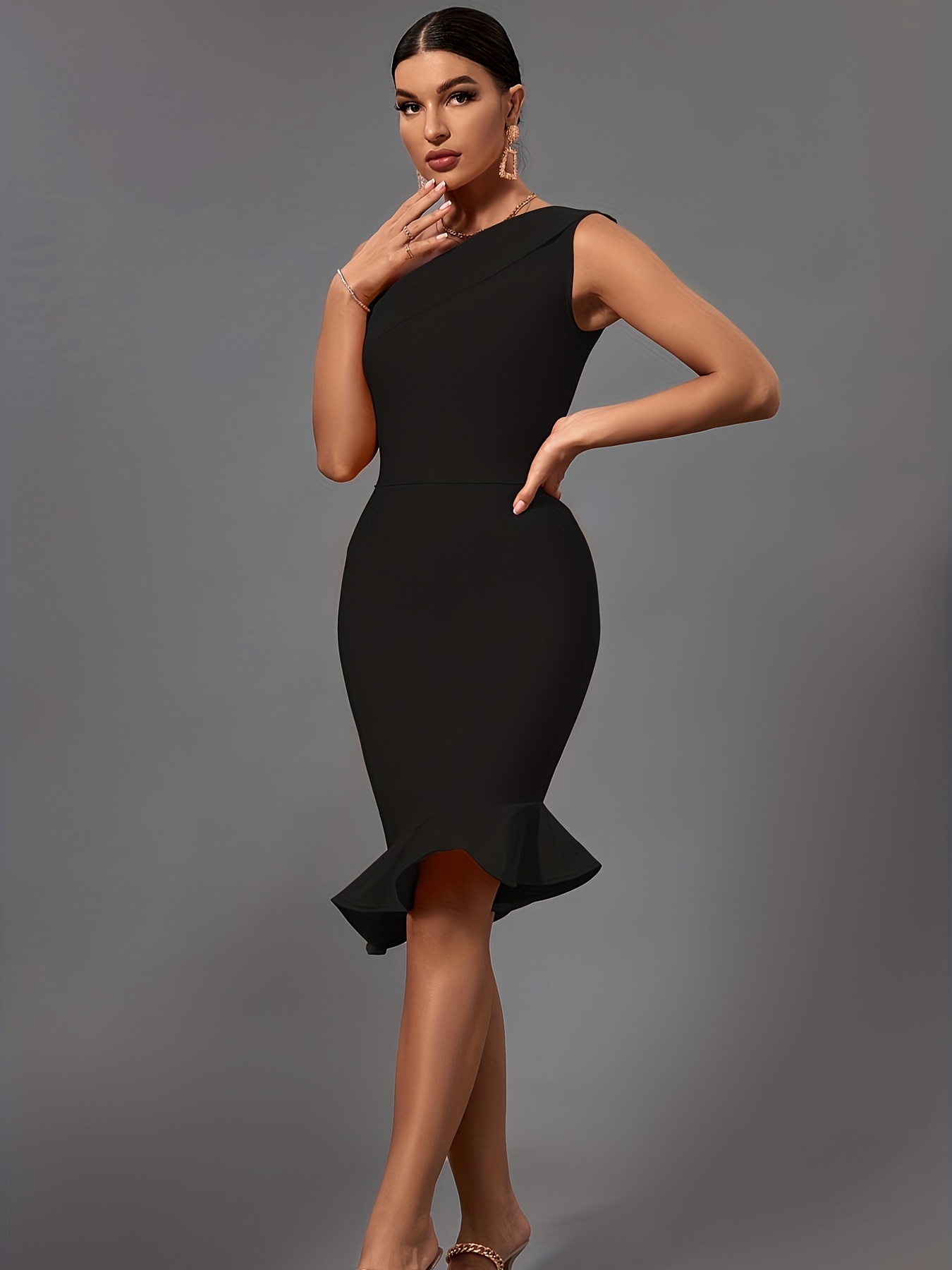 womens one shoulder sleeveless bodycon dress midi mermaid - Temu