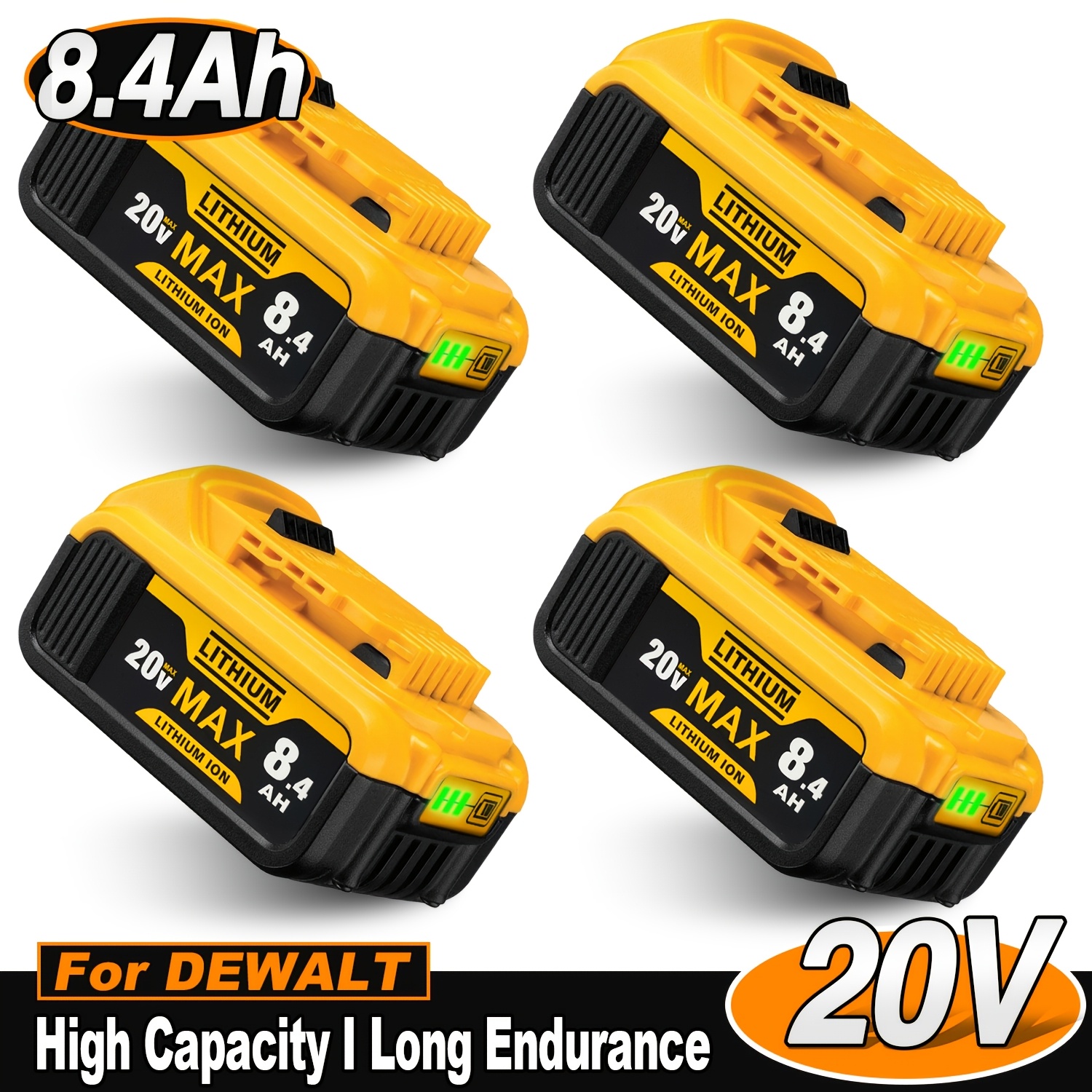 Replacement Battery for Dewalt 1/4 PACK Set, 8.4Ah Enhanced Performance Version, with Overheating Protection And Charging Protection, Essential Household And Outdoor Tool Battery Pack for Renovation, Compatible with Multiple Tools
