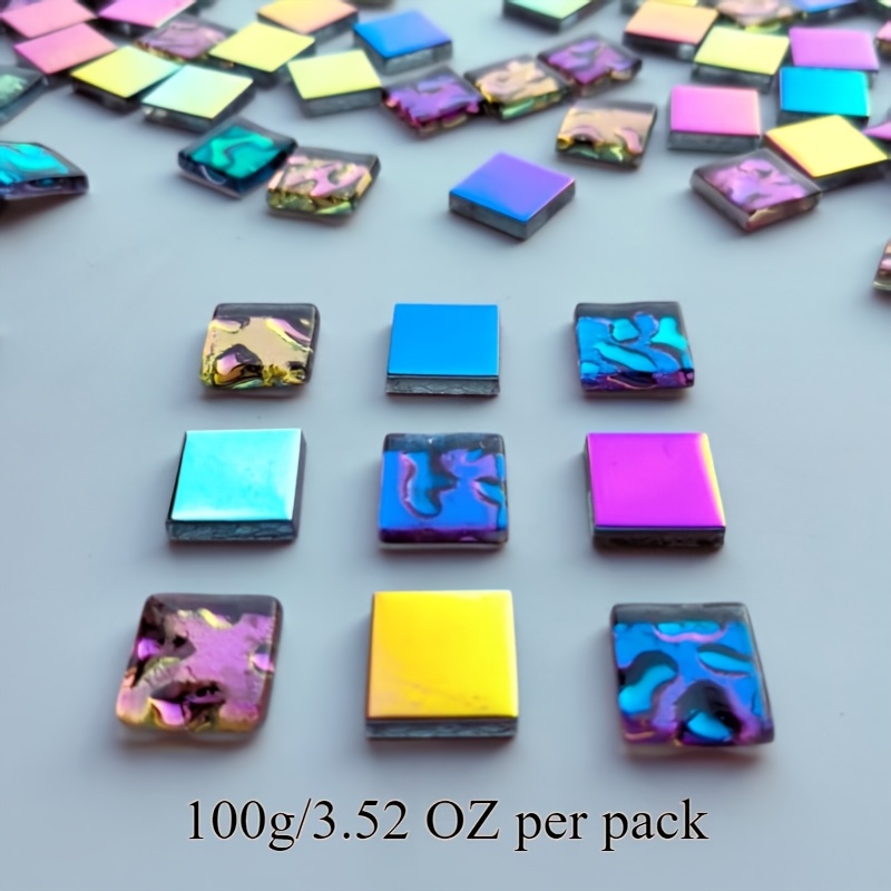 E-shop 100 Gramm pro Packung, schillernder, galvanisiertes Glas Mosaik Hintergrund Wand Außenbereich Blumenbeet Bad Fischteich Dekoration Badezimmer