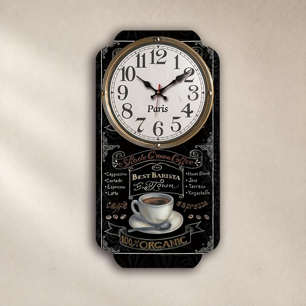 TEMU 1ks Hodiny Nepravidelného Tvaru, Vintage Kreativní Nástěnné Hodiny s Kávovým , Minimalistické Vintage Kávové Designové Nástěnné Hodiny, Tiché