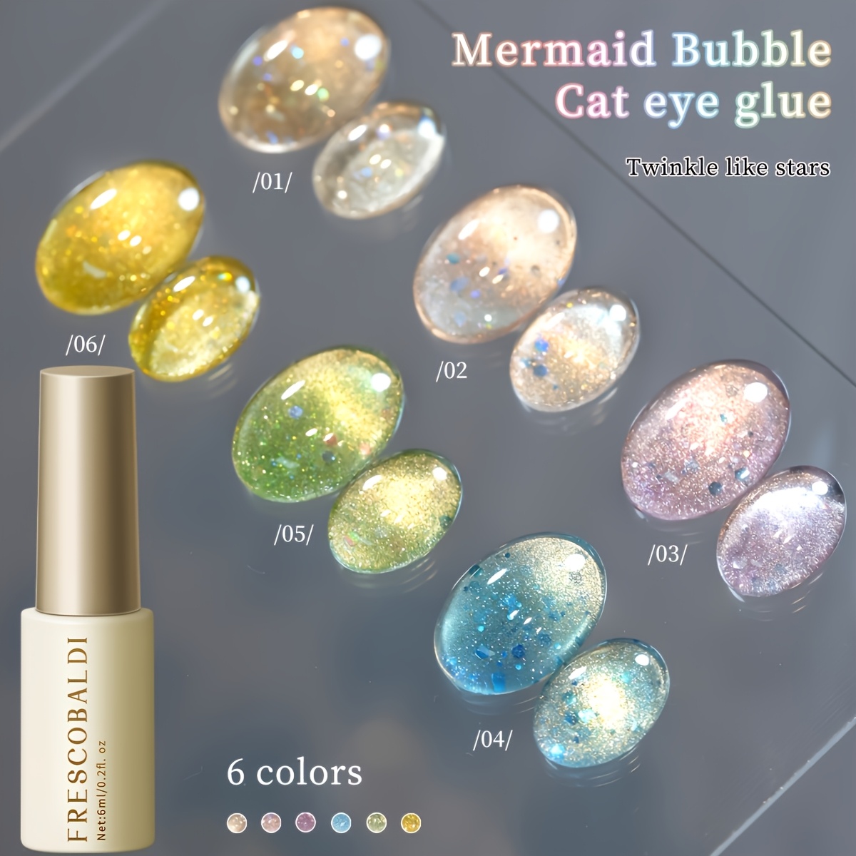   eye nails holographic nail   6 colors 6ml reflective cats eye magnetic gel soaking led gel salon female nail art tools