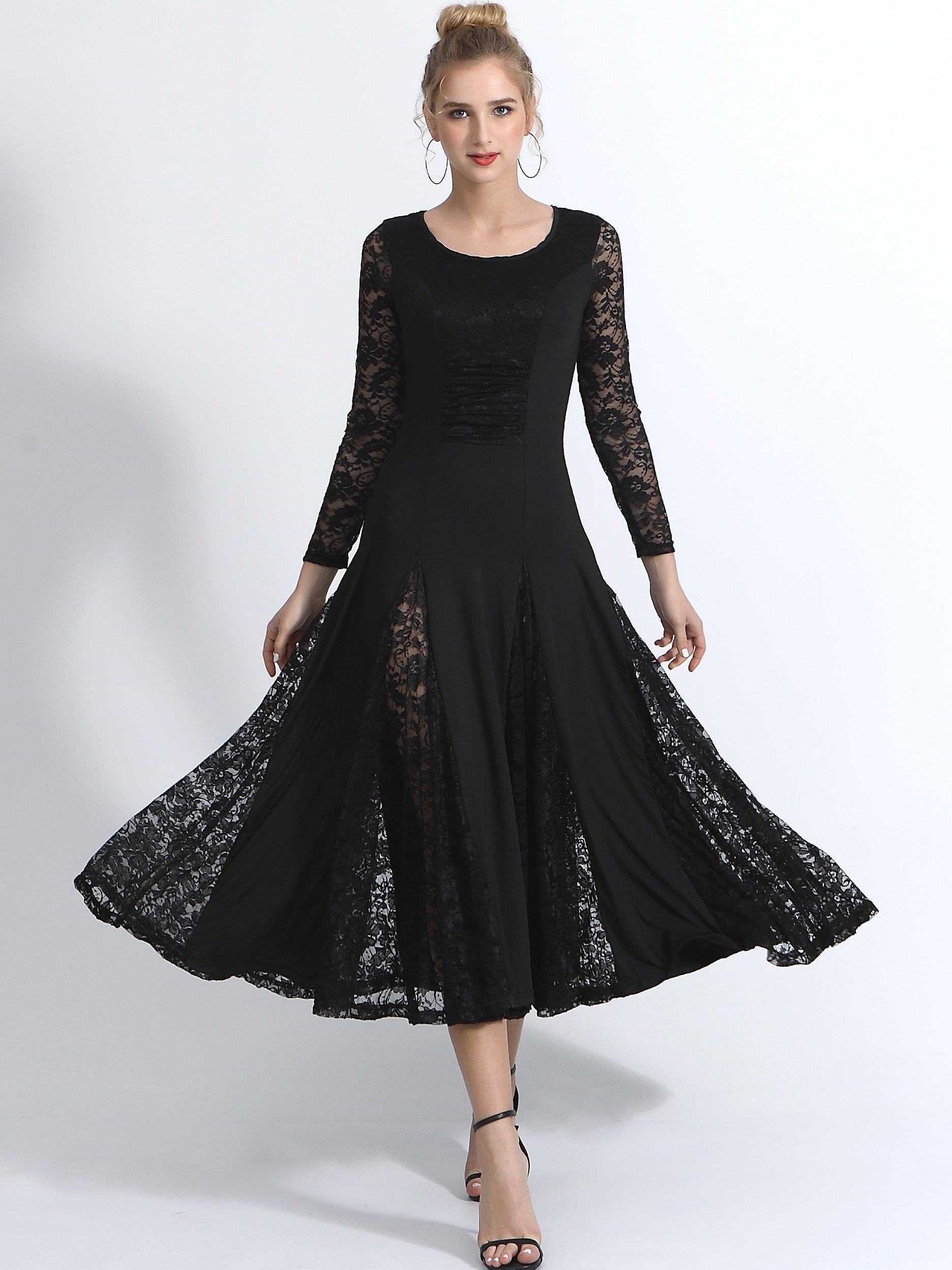 best dress shirt with black pants BALLROOM DANCE OFF THE SHOULDER MESH MAXI DRESS – AKIRA main image 0