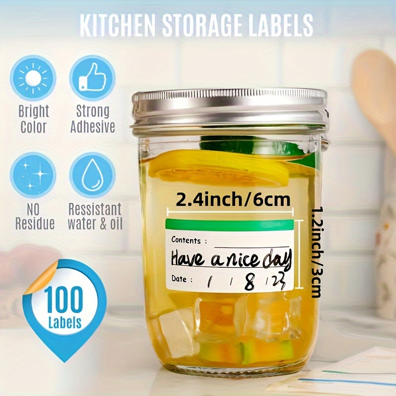 100-piece Colorful Label Stickers For Food Storage & Kitchen ...