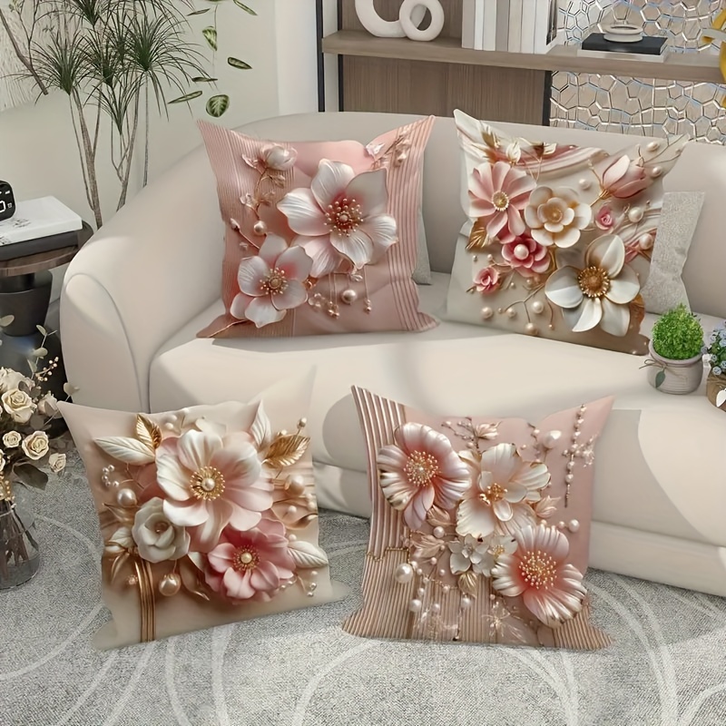 

4pcs Cushion Set - , & | For & Bedroom Decor | Washable Zip