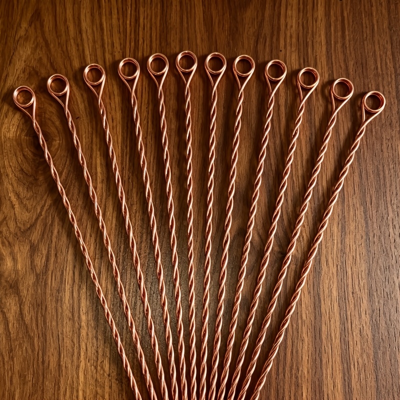 Image of Reusable 99% Pure Copper Electroculture Stakes, 12 Pack 2-in-1 Hand Twisted Copper Gardening Antenna, Plant Support Bracket With Card Holder For Garden Plants