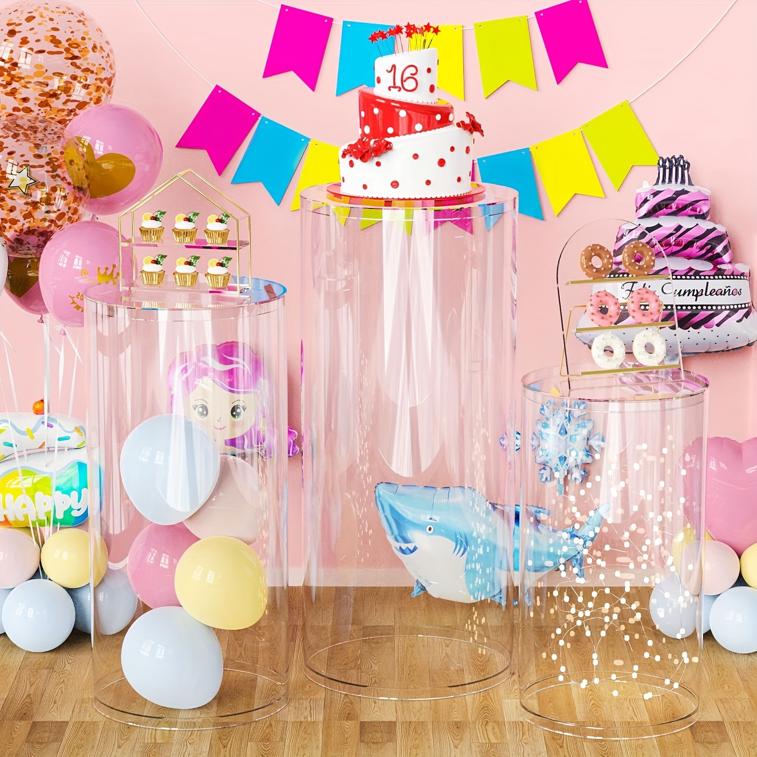 Generic White Cylinder Display Pedestal Stands For Parties