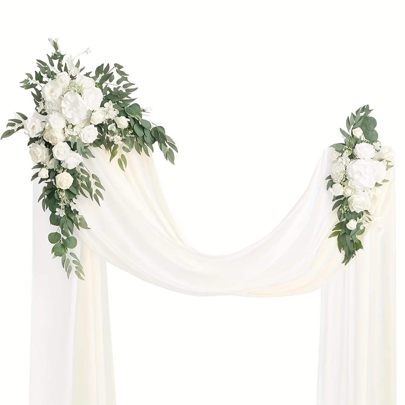Image of Artificial Arch Flowers Kit 2pcs Artificial Flower Arch Decor, Ceremony And Reception Background Rose Decoration, Rose Floral Outdoor Party Decor