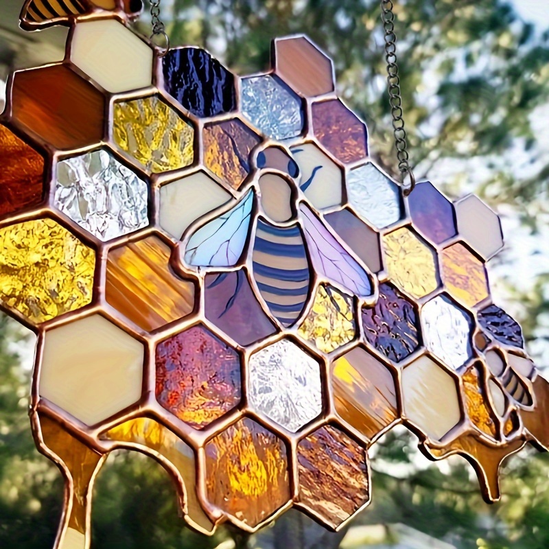 1pc Honeycomb Decorative Pendant, Animal Pendant for Home Decor, Yard Decor, Theme Party Decor, Scene Decor, Yard Decor, Garden Decor