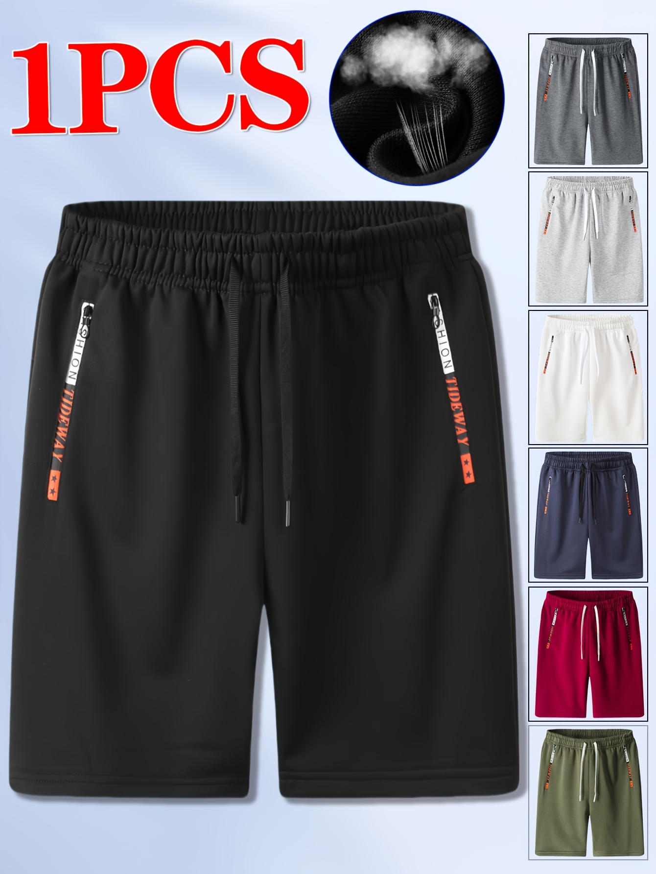 1pc Men's Breathable Knit Athletic Shorts with Elastic Waist & Zipper Pockets - Moisture-Wicking Workout Shorts for Running, Gym, Training, Beach - Multi-Color Options, Smooth Texture Fabric