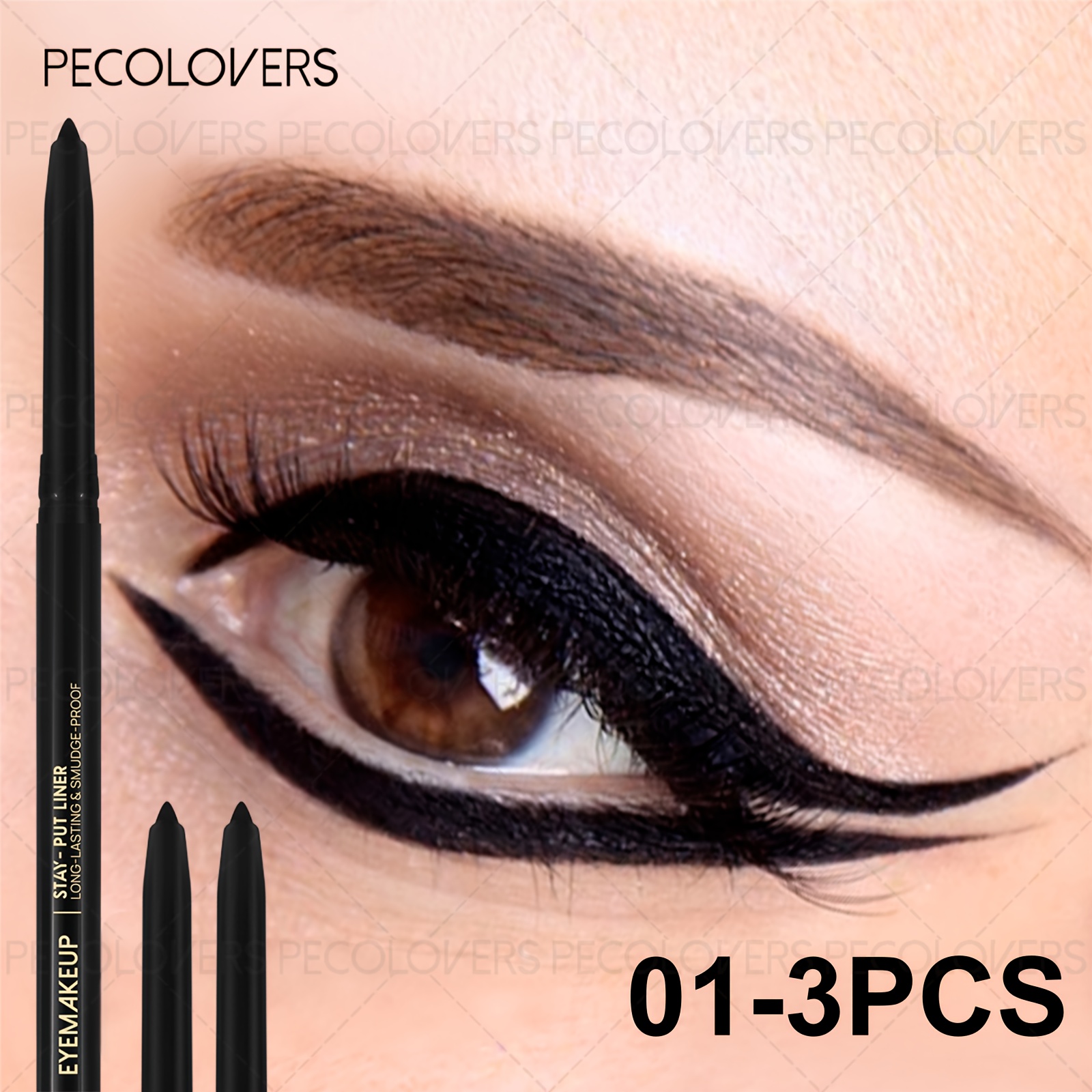 3pcs/set Waterproof And Sweatproof Black Eyeliner - Creamy Texture, Long-lasting, , Precise Application, Natural Makeup Look, Create And Rich Eye Makeup, An Essential Tool